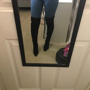 Over the knee high heel boots